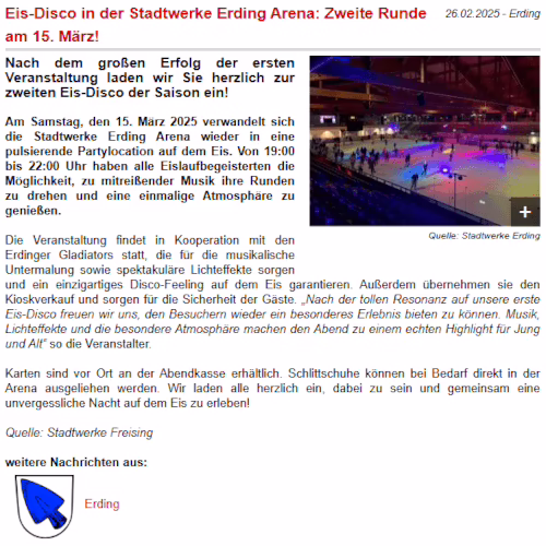 Eis-Disco Erding - Presse